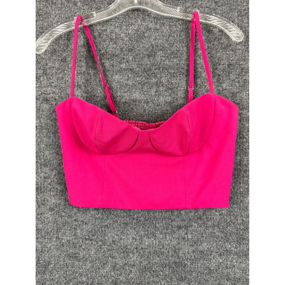 Babaton Aritzia Hot Pink Bustier Crop Top Corsette Smocked Barbie Medium NWOT